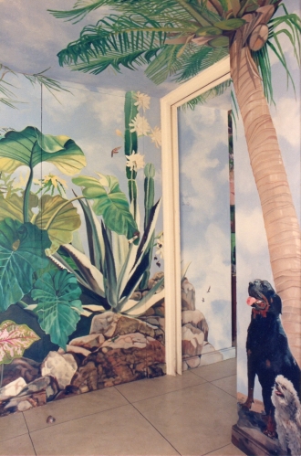 Tropical Garden, 350' square, oil on wall and ceiling, part 1