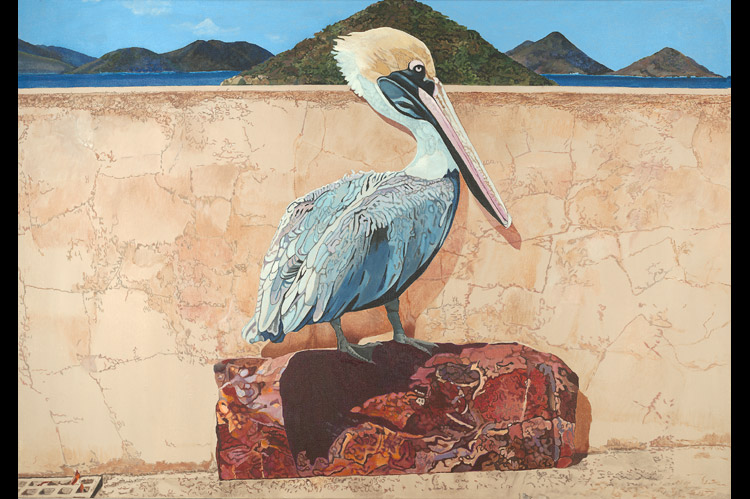 Pelican, acrylic on canvas, 42 x 60 inches