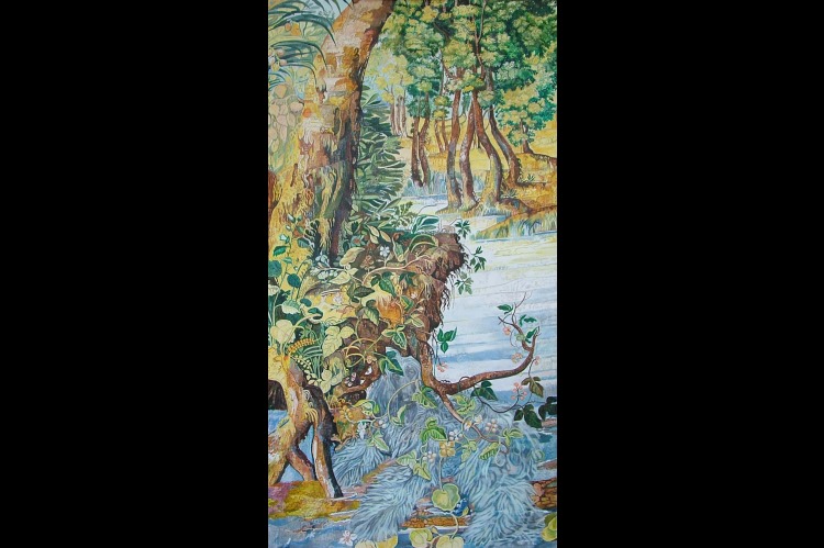 Skye In Tapestry, acrylic on canvas, 32 x 60 inches